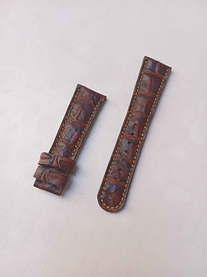 بند ساعت چرم گاوی کروکودیل قهوه ای